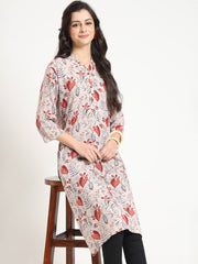 ESHANI Multicolour Floral Print Rayon Fabric Straight Kurta