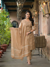 Eshani Brown Cotton Kurta Pant with Dupatta