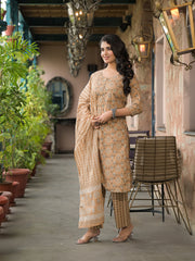 Eshani Brown Cotton Kurta Pant with Dupatta