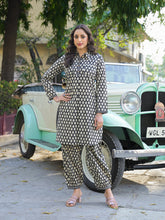 ESHANI Black Ethnic Printed Cotton Fabric Shirt Kurta With Trouser