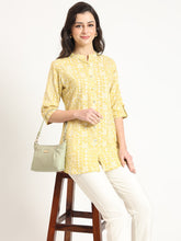 ESHANI Yellow Cotton Fabric Straight Top