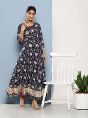 Eshani Blue Cotton Anarkali Kurta - Eshani world