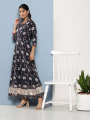 Eshani Blue Cotton Anarkali Kurta - Eshani world