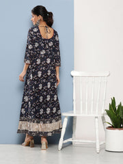 Eshani Blue Cotton Anarkali Kurta - Eshani world