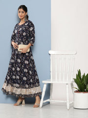 Eshani Blue Cotton Anarkali Kurta - Eshani world