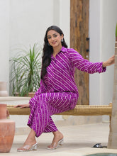 ESHANI Purple Stripes Shirt With Trousers Co-Ords