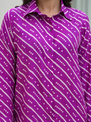 ESHANI Purple Stripes Shirt With Trousers Co-Ords