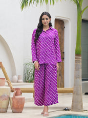 ESHANI Purple Stripes Shirt With Trousers Co-Ords