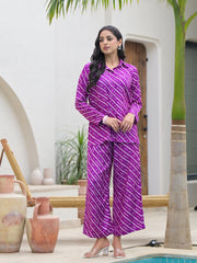 ESHANI Purple Stripes Shirt With Trousers Co-Ords