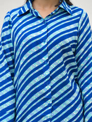ESHANI Blue Stripes Shirt With Trousers Co-Ords