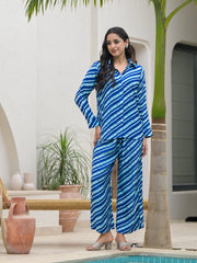 ESHANI Blue Stripes Shirt With Trousers Co-Ords