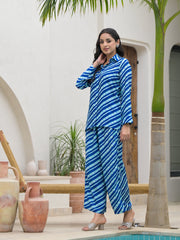 ESHANI Blue Stripes Shirt With Trousers Co-Ords