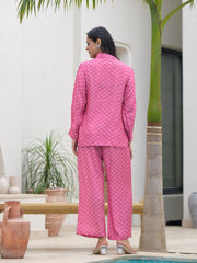 ESHANI Blue Abstract Printed Shirt With Trousers