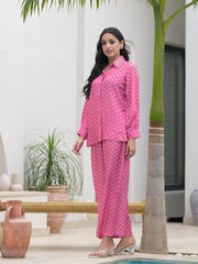 ESHANI Blue Abstract Printed Shirt With Trousers