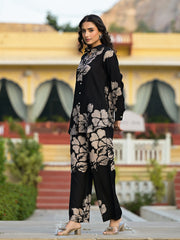Eshani Black Hand Painted Women Muslin Co-ord Set