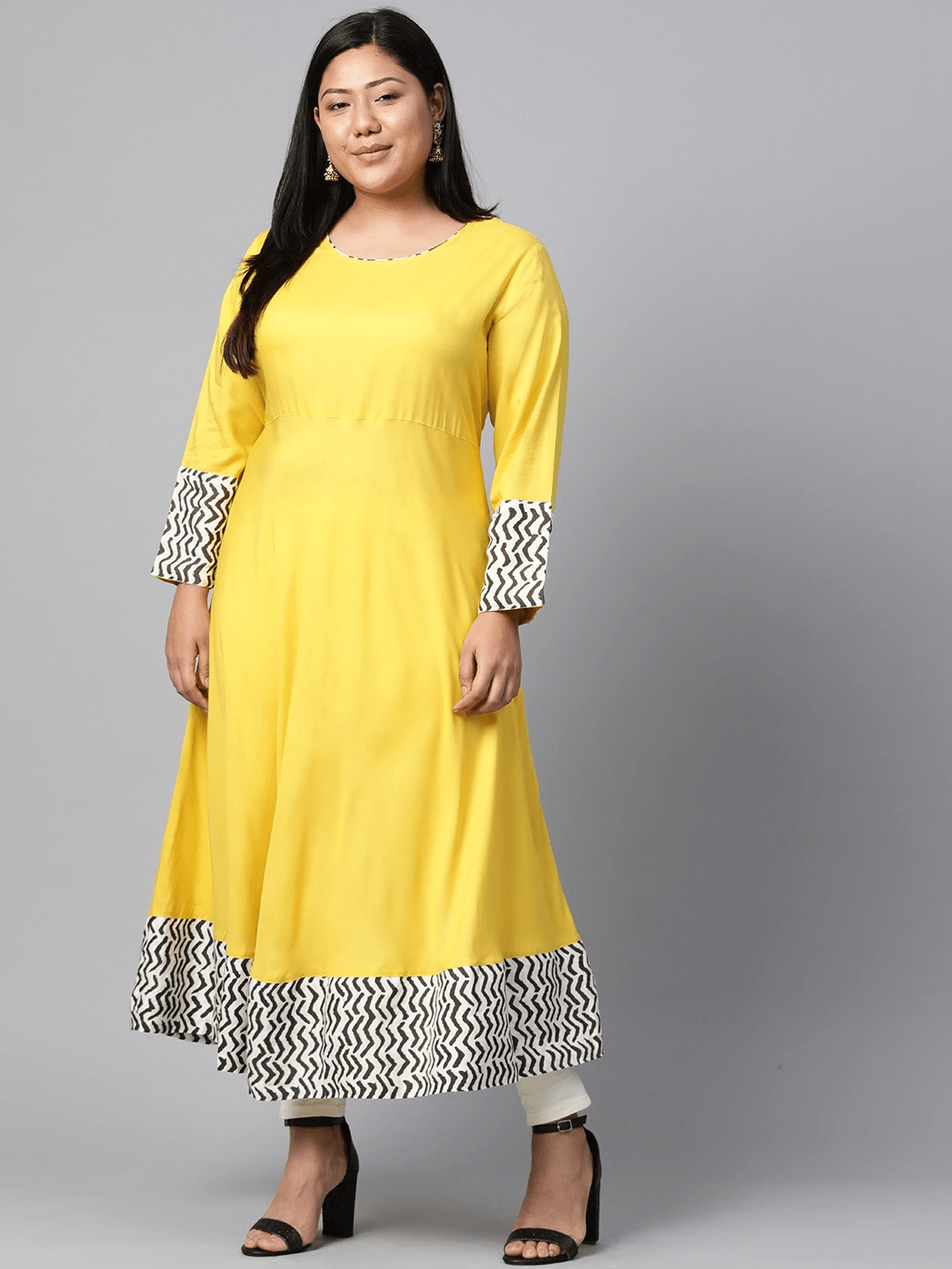 Eshani Solid Mustard Yellow Rayon Anarkali - Eshani world