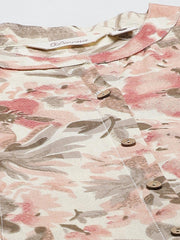 Eshani Cream Cotton Floral Print Kurta - Eshani world
