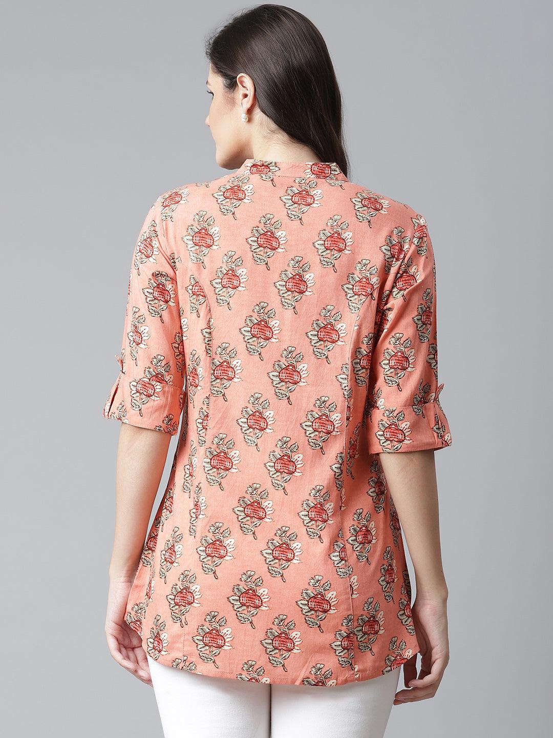 Eshani Peach Printed Rayon Top - Eshani world