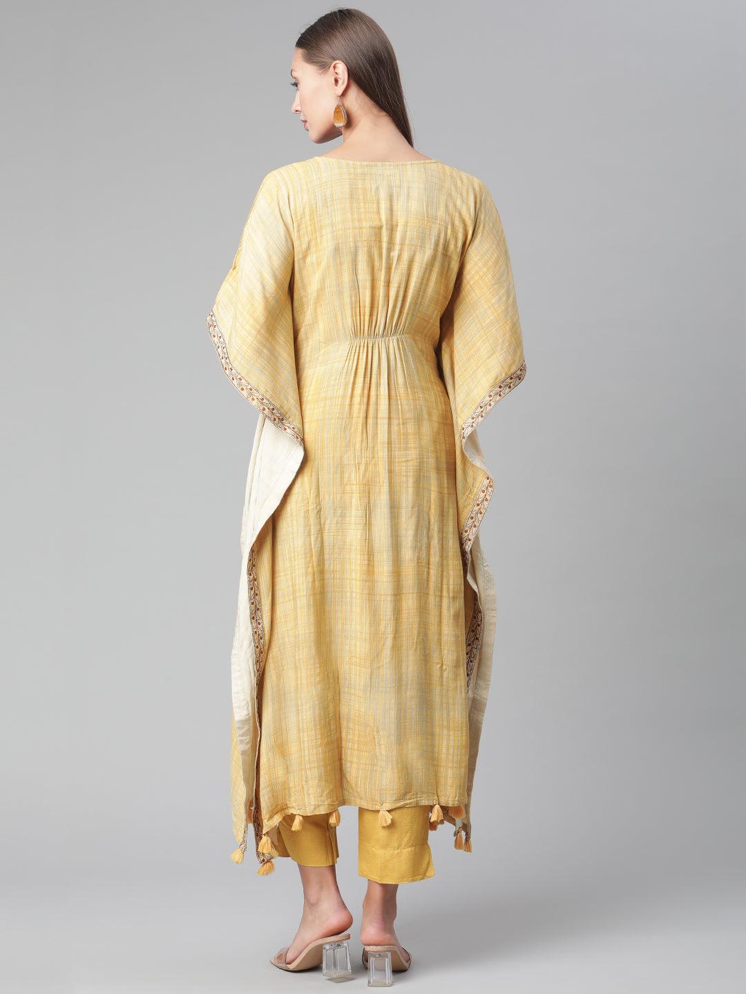 Eshani Yellow Rayon Kaftan Pant set - Eshani world