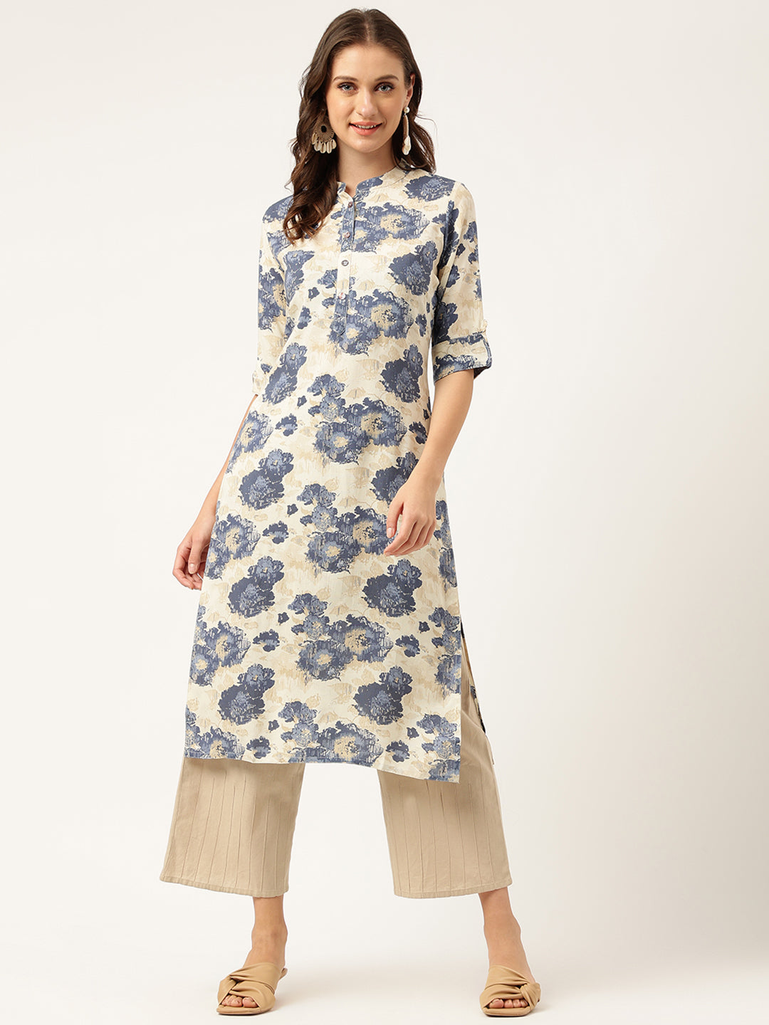 Eshani Multi Colored Floral Digital Printed Straight Kurta