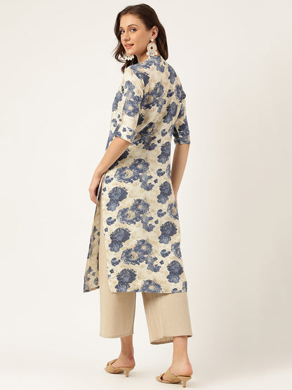 Eshani Multi Colored Floral Digital Printed Straight Kurta