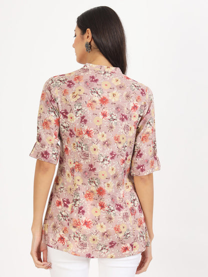 Eshani Pink Floral Printed Rayon Top