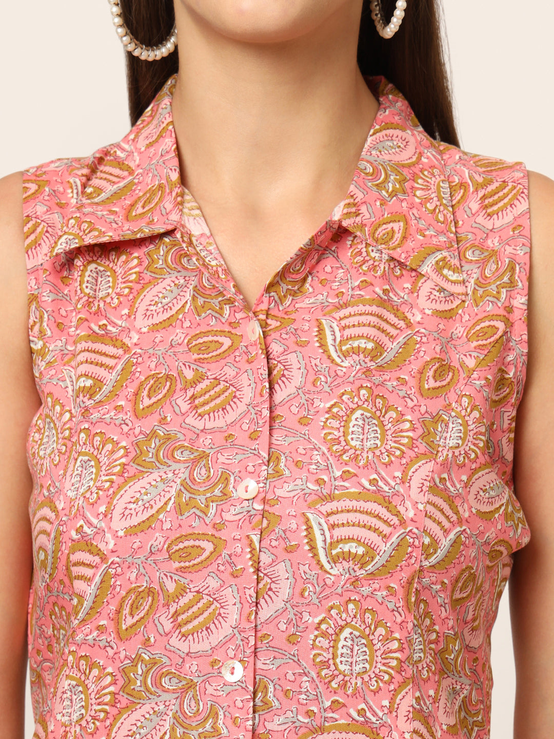 ESHANI Pink Floral Print A-Line Midi Dress