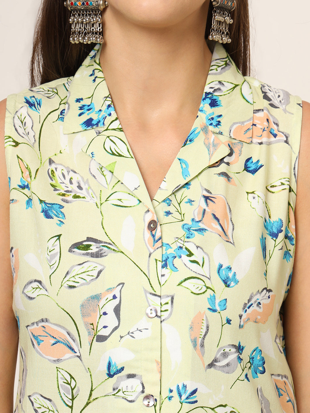 ESHANI Cream Printed Rayon Fabric Straight Kurta