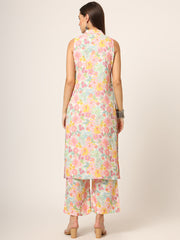 ESHANI Pink Printed Rayon Fabric Straight Kurta