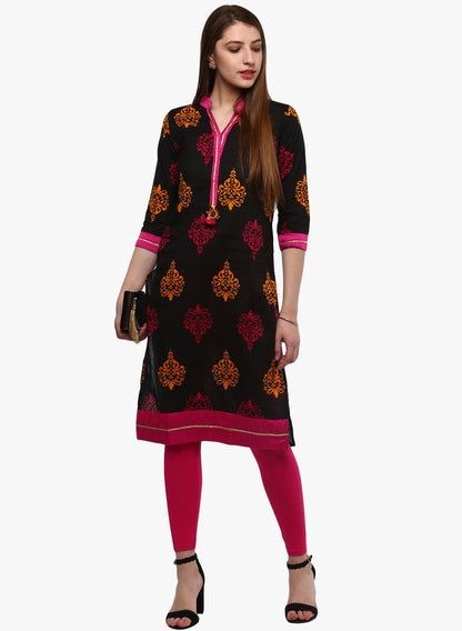 Eshani Printed Black cotton Kurti - Eshani world