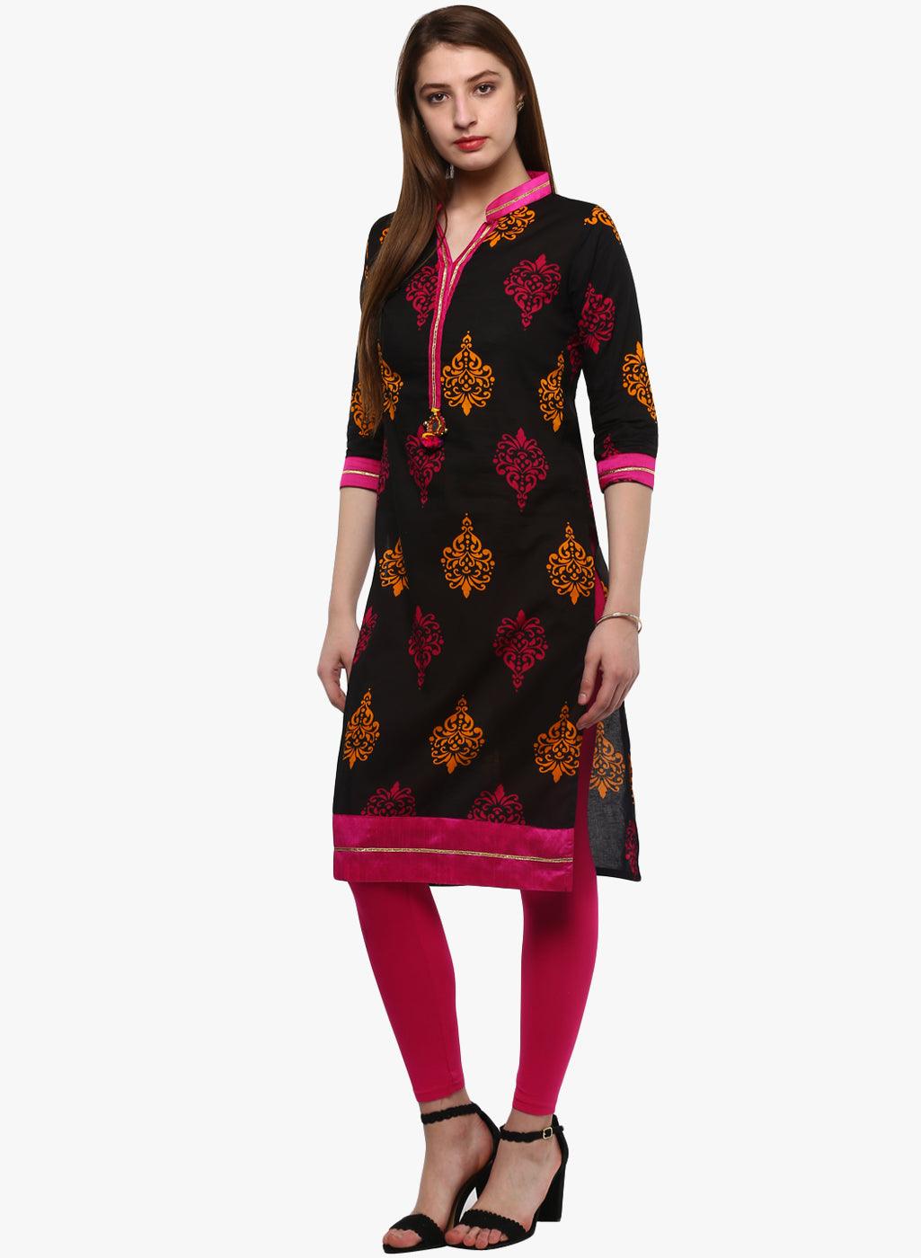 Eshani Printed Black cotton Kurti - Eshani world