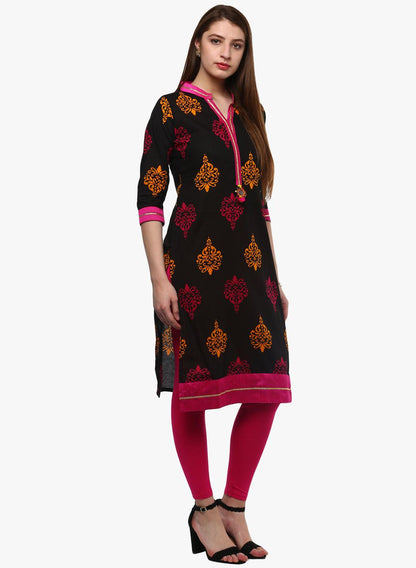 Eshani Printed Black cotton Kurti - Eshani world