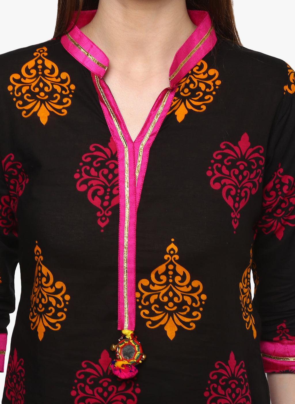 Eshani Printed Black cotton Kurti - Eshani world