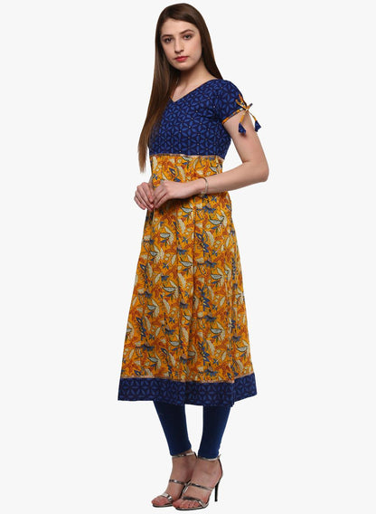 Eshani Gorgeous Blue And Mustard Anarkali - Eshani world