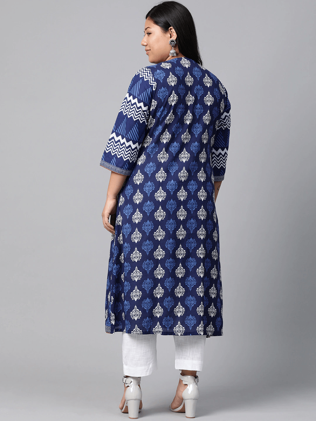 Eshani Blue Cotton & Rayon A-line Kurti - Eshani world