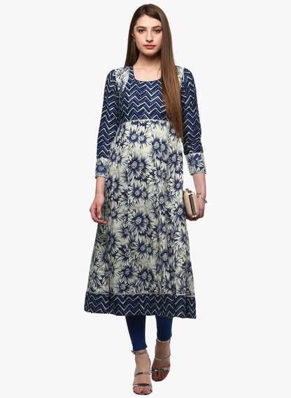 Eshani Indigo Printed Anarkali - Eshani world