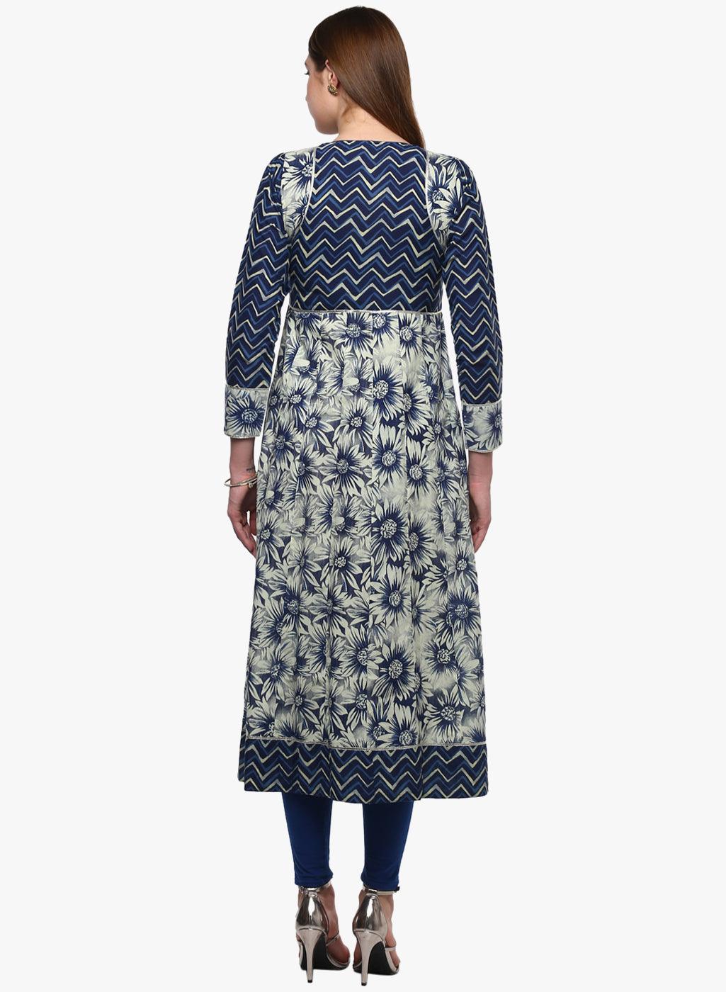 Eshani Indigo Printed Anarkali - Eshani world