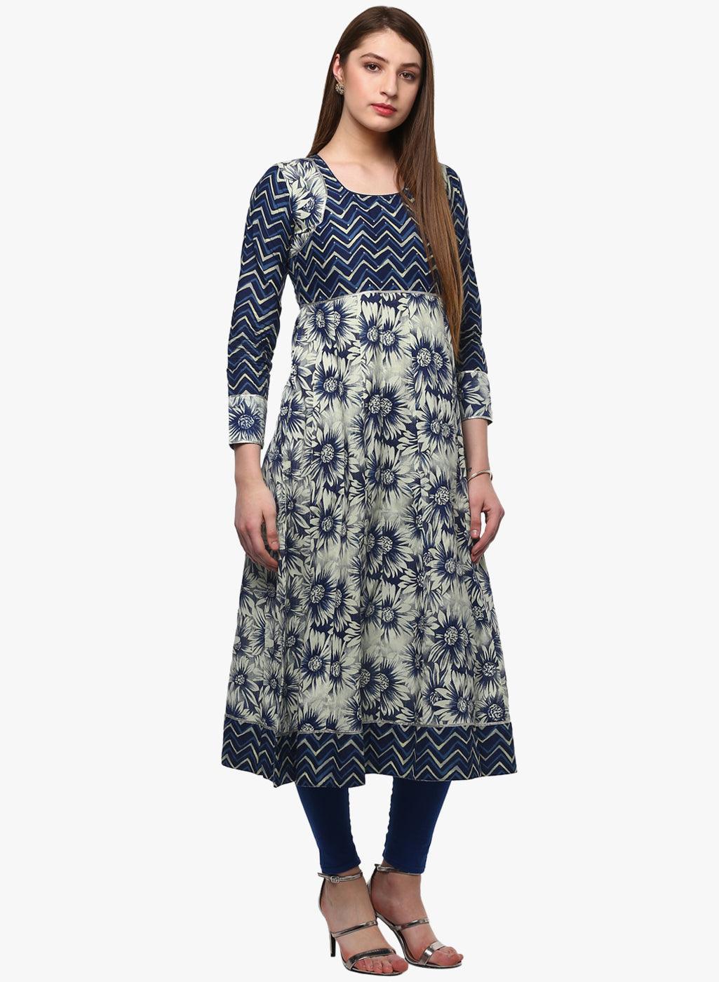 Eshani Indigo Printed Anarkali - Eshani world