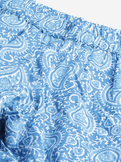 Eshani Blue Printed Cotton Nightwear - Eshani world