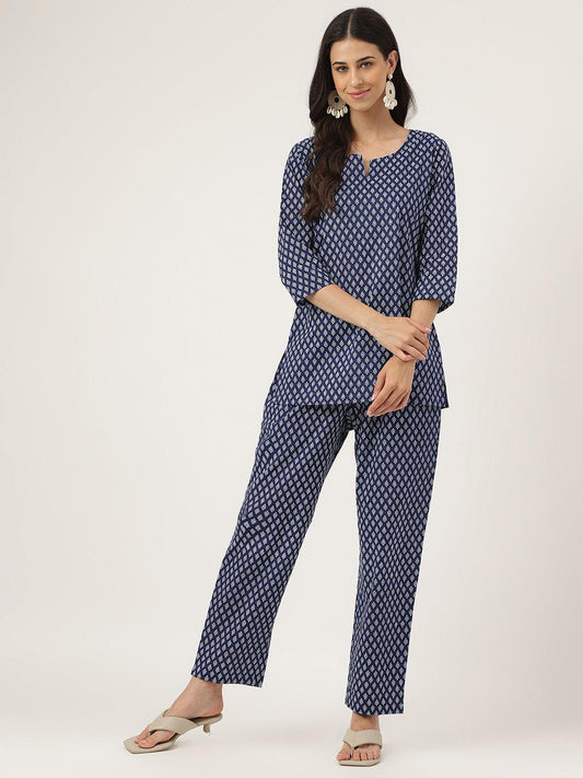 Eshani Blue Printed Loungewear/Nightwear - Eshani world