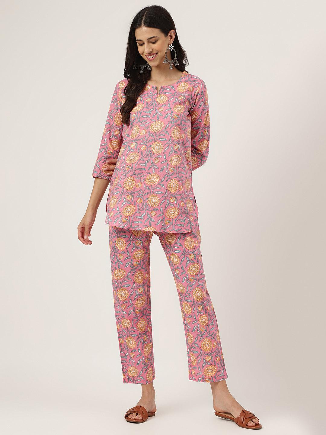 Eshani Dark Pink Printed Loungewear/Nightwear - Eshani world