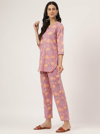 Eshani Dark Pink Printed Loungewear/Nightwear - Eshani world