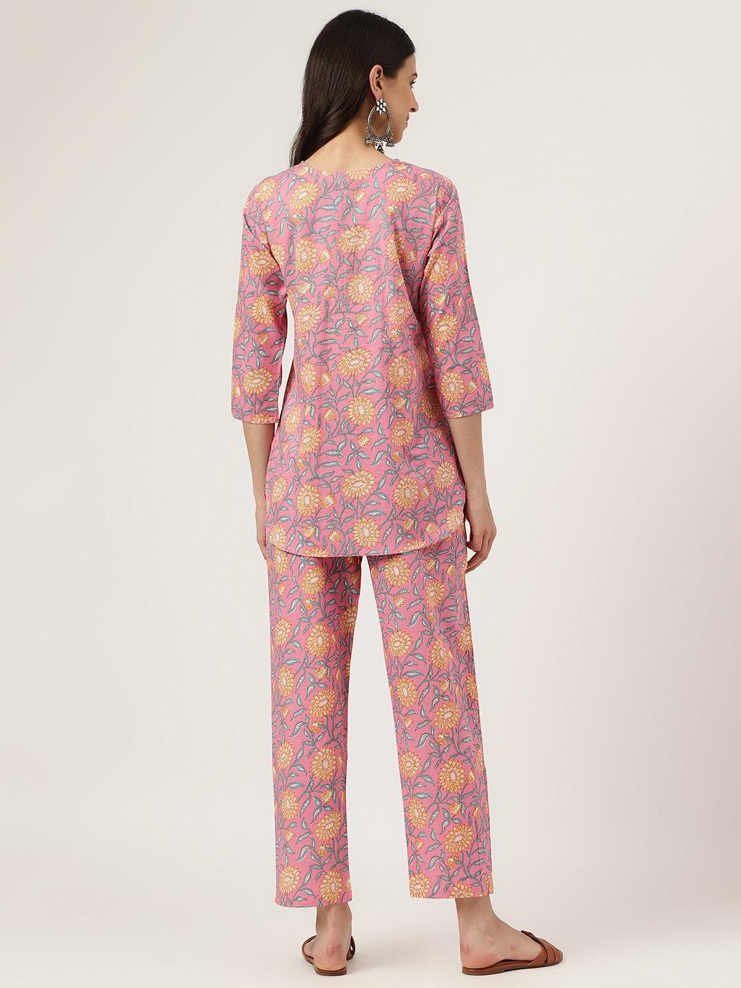 Eshani Dark Pink Printed Loungewear/Nightwear - Eshani world