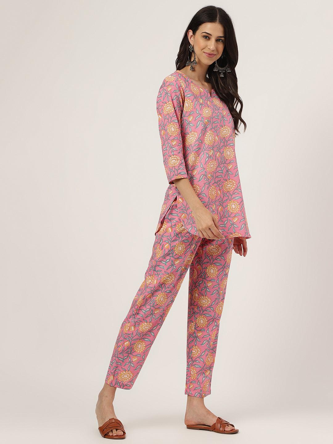 Eshani Dark Pink Printed Loungewear/Nightwear - Eshani world