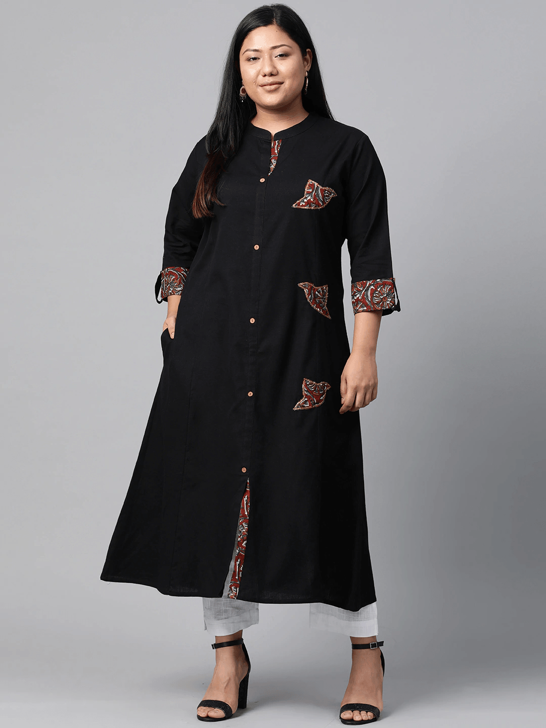 Plus SIze Sequin Work Black Kurta - Eshani world