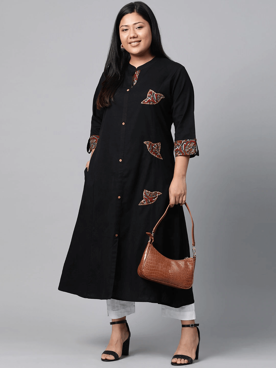Plus SIze Sequin Work Black Kurta - Eshani world