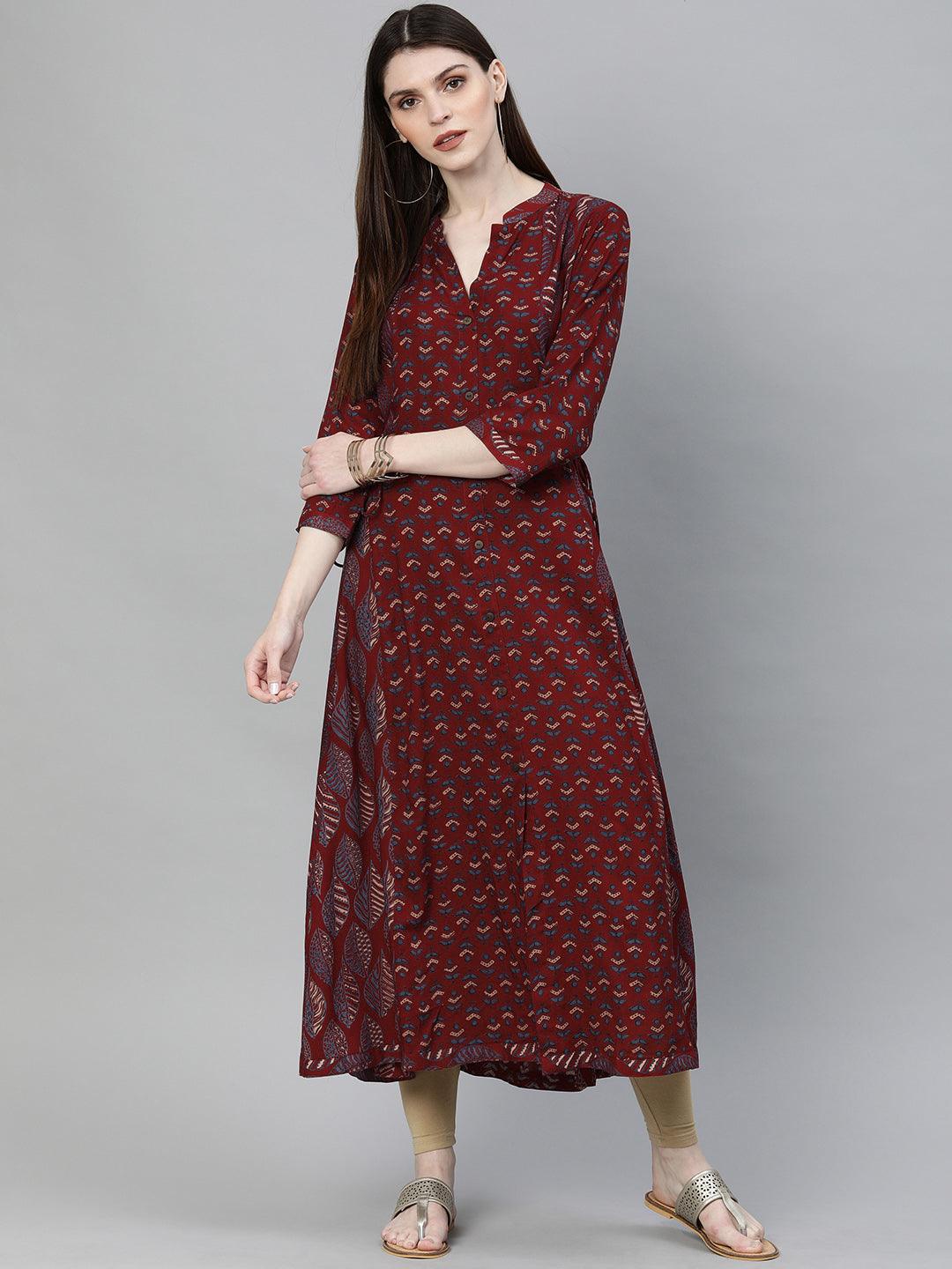 Eshani Maroon Rayon Kurta - Eshani world