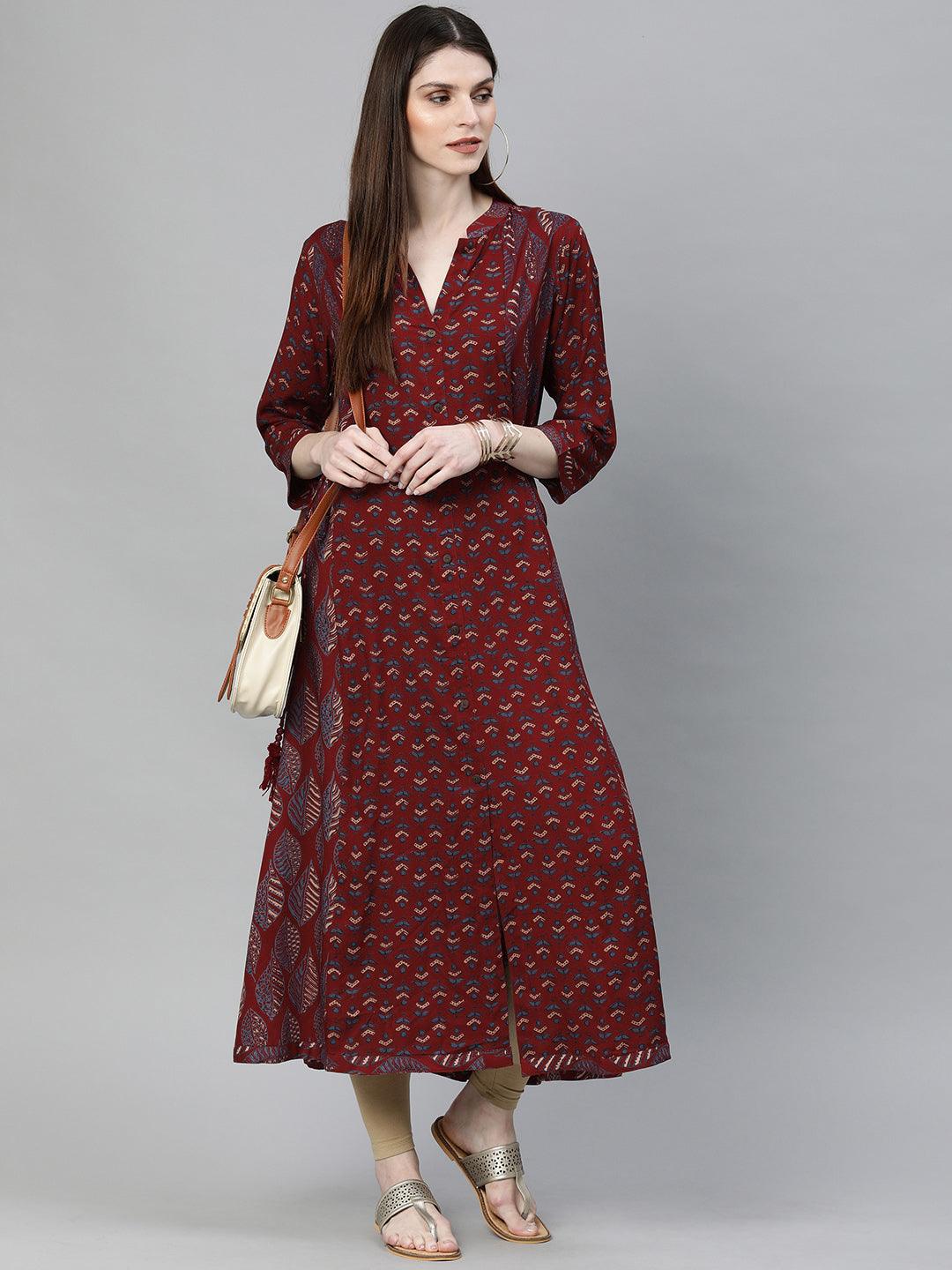 Eshani Maroon Rayon Kurta - Eshani world