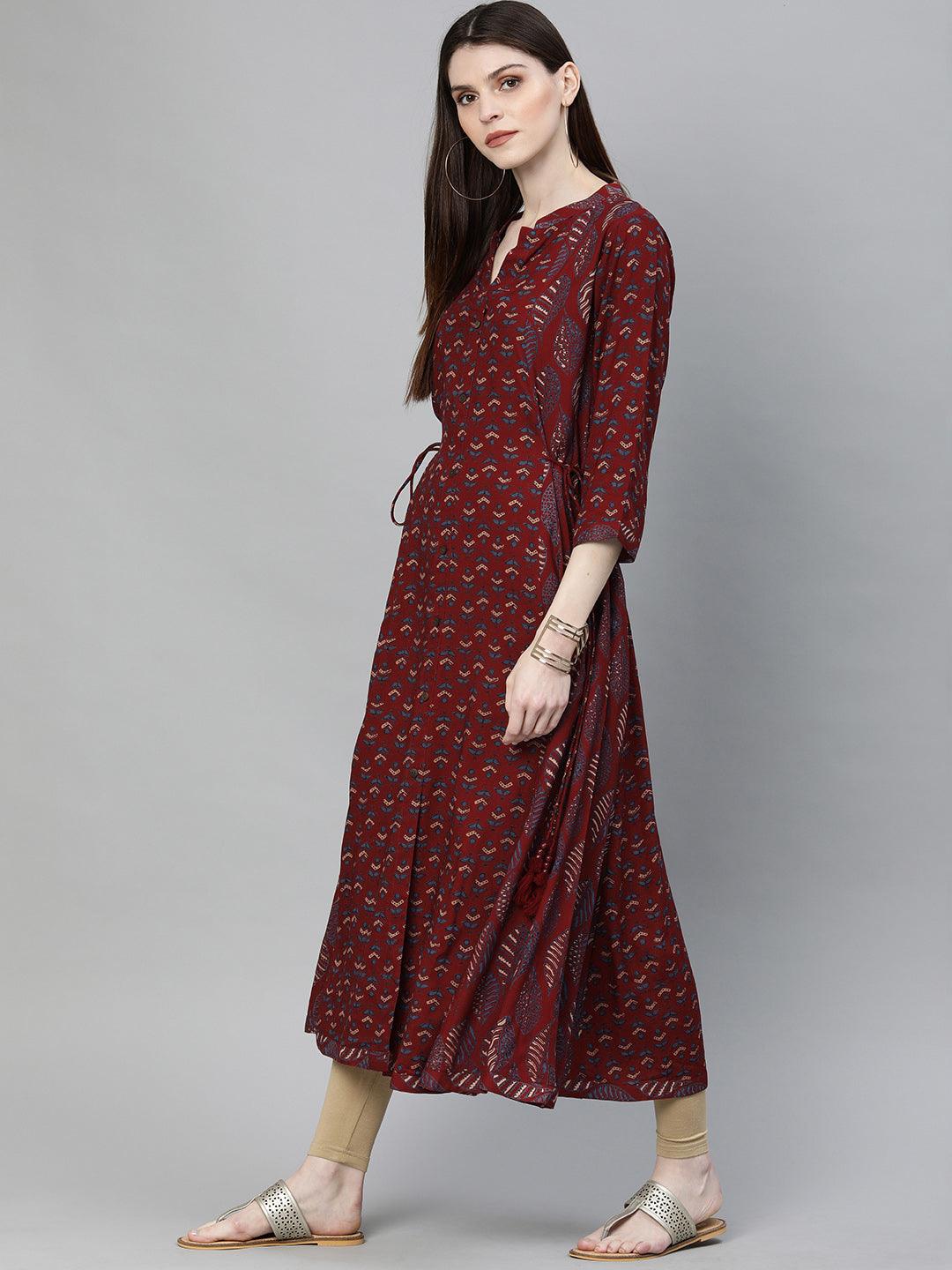 Eshani Maroon Rayon Kurta - Eshani world