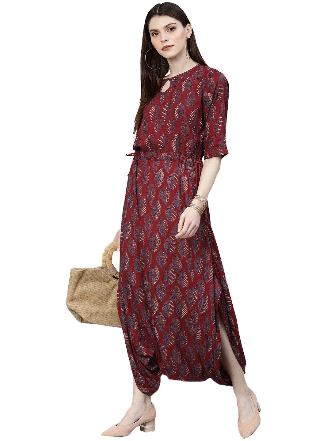 Eshani Maroon Rayon Jumpsuit - Eshani world